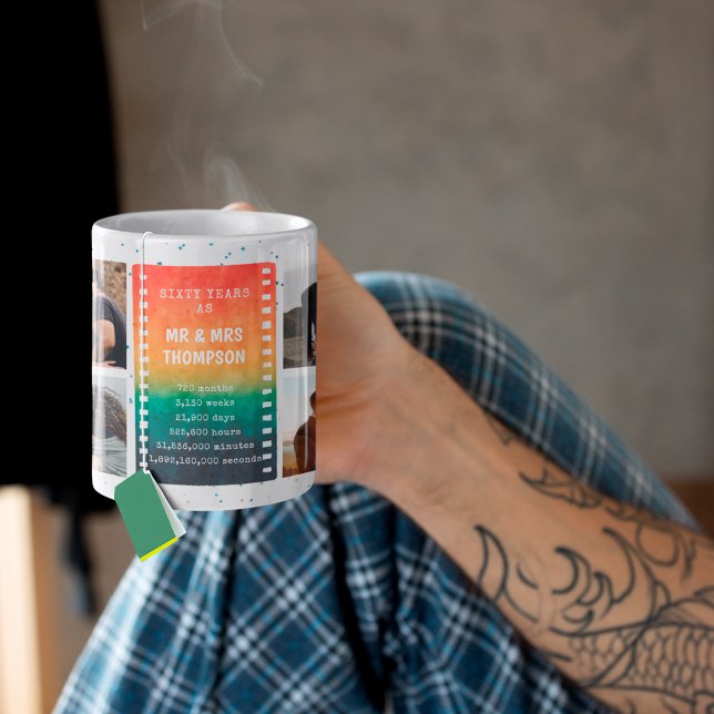 Retro Sunset Photo Mr and Mrs 60th Anniversary Kaffeetasse (Von Creator hochgeladen)