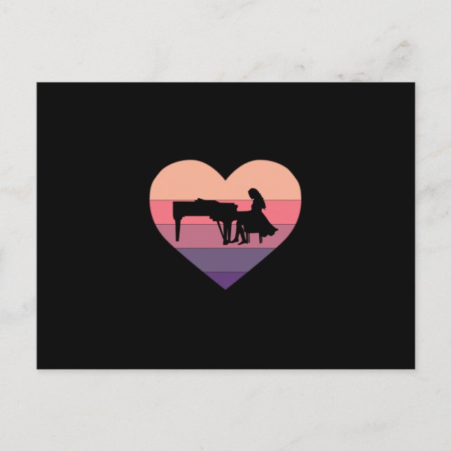 Retro Sunset Piano Piano Grand Piano Postkarte (Vorderseite)