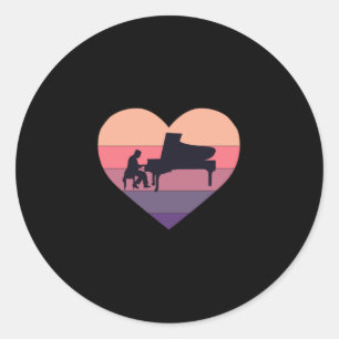 Retro Sunset Piano Piano Grand Piano Runder Aufkleber