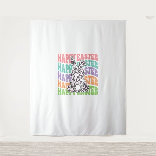 Retro Sunset Rabbit Wandteppich (Vorderseite)