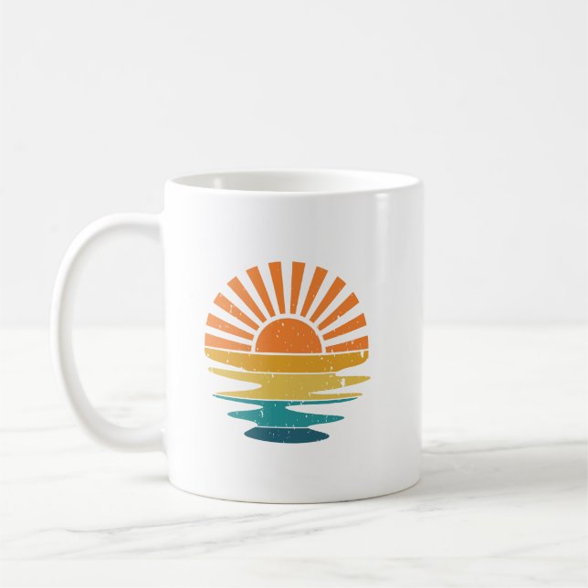 Retro Sunset Rays Wavy, Retro Summer Sunset Kaffeetasse (Links)