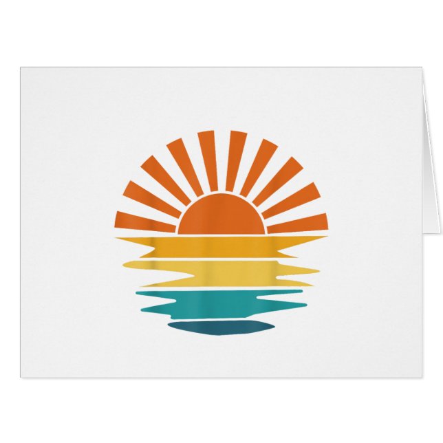 Retro Sunset Rays Wavy Vintag Retro Sunshine Sun (Vorderseite (Horizontal))