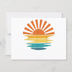 Retro Sunset Rays Wavy Vintag Retro Sunshine Sun Postkarte