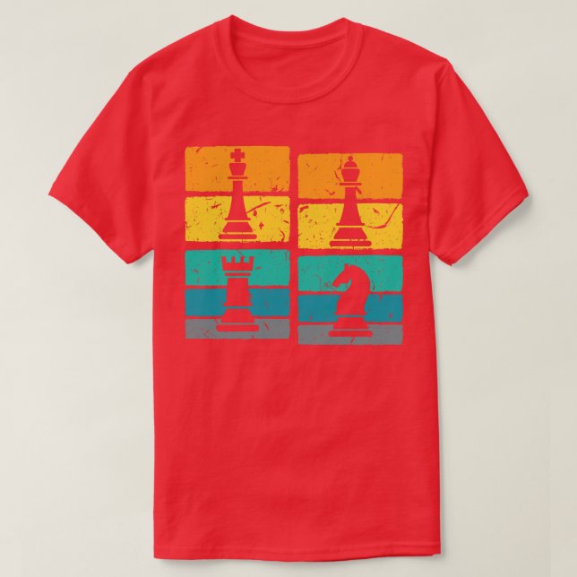 Retro Sunset Schach T-Shirt (Design vorne)