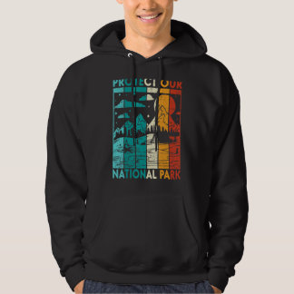 Retro Sunset Schützen unseren Nationalpark Yellows Hoodie