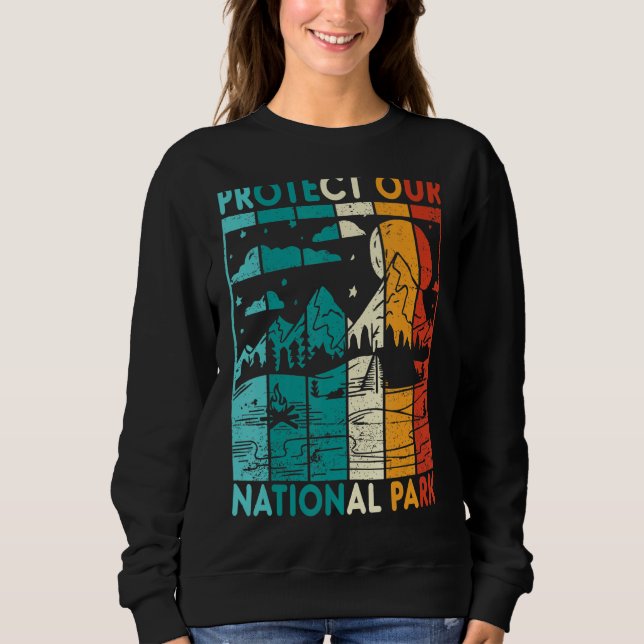 Retro Sunset Schützen unseren Nationalpark Yellows Sweatshirt (Vorderseite)