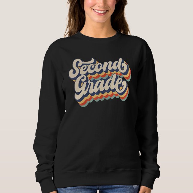Retro Sunset Second Grade Teacher & Student Back T Sweatshirt (Vorderseite)