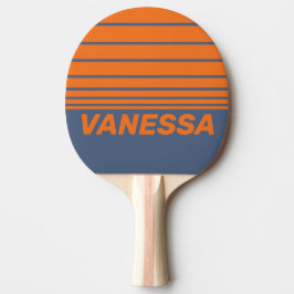 Retro Sunset Shoreline Three Horizon Stripe & Name Tischtennis Schläger