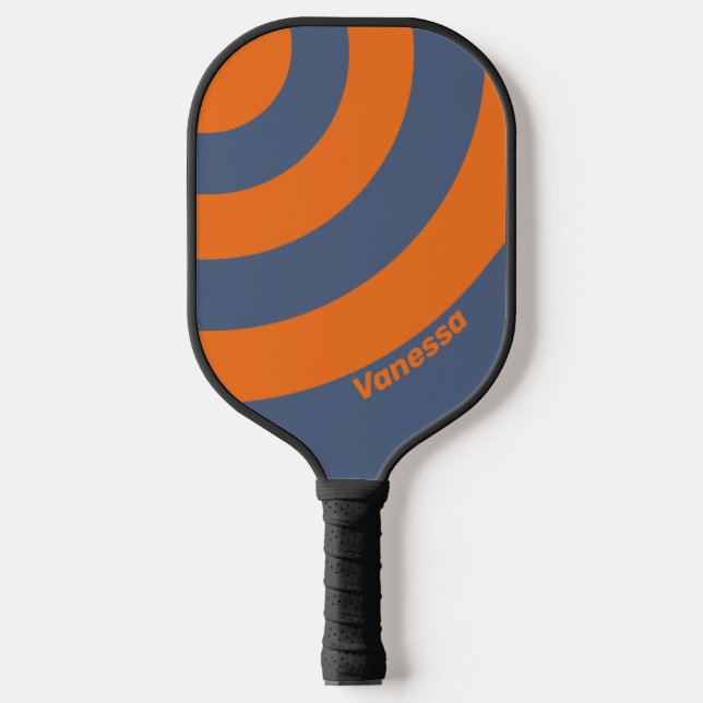 Retro Sunset Shoreline ThreeCircle Stripe mit Name Pickleball Schläger (Vorderseite)