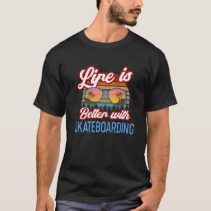 Retro Sunset Slogan mit Skateboarding T-Shirt