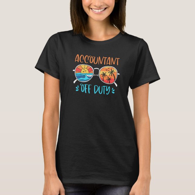 Retro Sunset Sonnenbrille Buchhalter Off Duty Somm T-Shirt (Vorderseite)