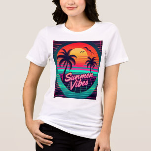Retro Sunset 'Summer Vibes' 80er Ästhetischer T -  Tri-Blend Shirt