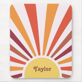Retro Sunset Sun Rays Personalisierter Name Mousepad