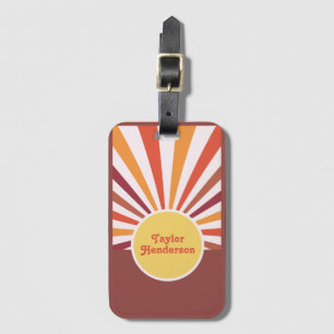 Retro Sunset Sun Rays Social Media QR Code Gepäckanhänger