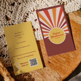Retro Sunset Sun Rays Social Media QR Code Visitenkarte