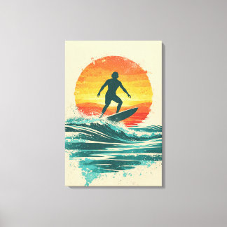 Retro Sunset Surfer – Vintage Surf Art Leinwanddruck