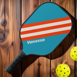 Retro Sunset Tide Rush Streifen mit Namen Pickleball Schläger