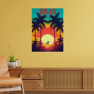 Retro Sunset Tropical 80er Style Poster