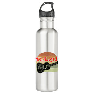 Retro Sunset Ukulele gestört Zeichnend Edelstahlflasche