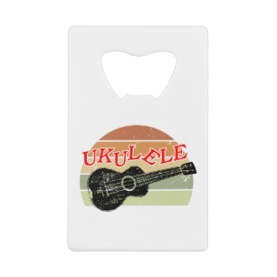 Retro Sunset Ukulele gestört Zeichnend Geldbeutel Flaschenöffner