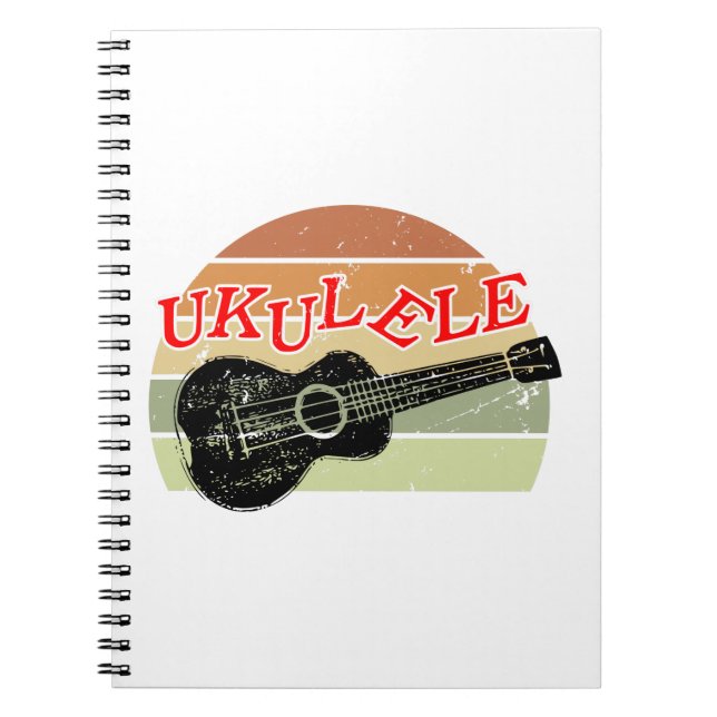 Retro Sunset Ukulele gestört Zeichnend Notizblock (Vorderseite)