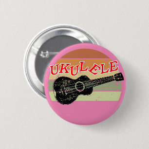 Retro Sunset Ukulele verzweifelt Zeichnend rosa Button