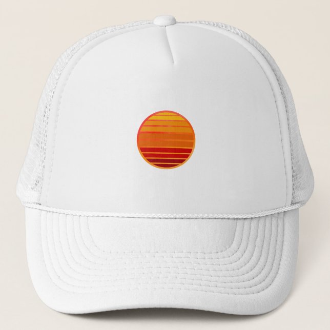 Retro Sunset Vibes Aesthetic Truckerkappe (Vorderseite)
