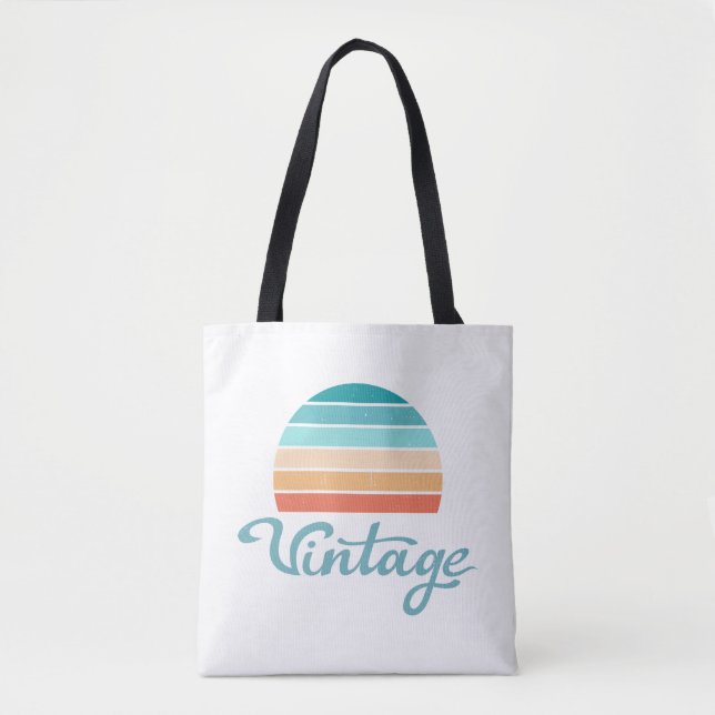 Retro Sunset+Vintages Skript gestört Tasche (Vorderseite)
