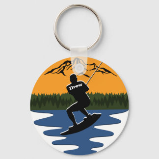 Retro Sunset Wakeboard Wasserski Name Schlüsselanhänger