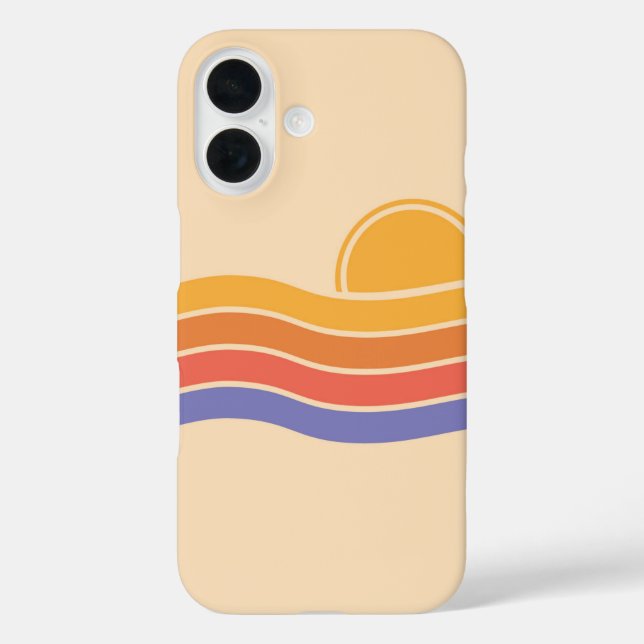 Retro Sunset Waves iPhone 16 Hülle (Rückseite)