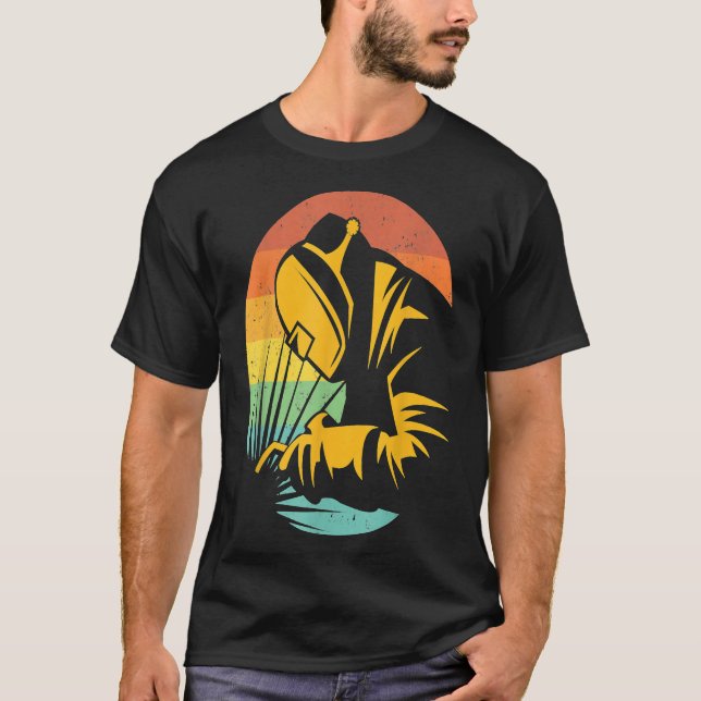 Retro Sunset Welder Usa Flag Geschenk Patriotic Am T-Shirt (Vorderseite)