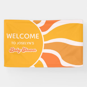 Retro Sunshine 60er Groovy Baby Dusche Empfang Banner