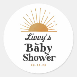 Retro Sunshine Baby Dusche Runder Aufkleber
