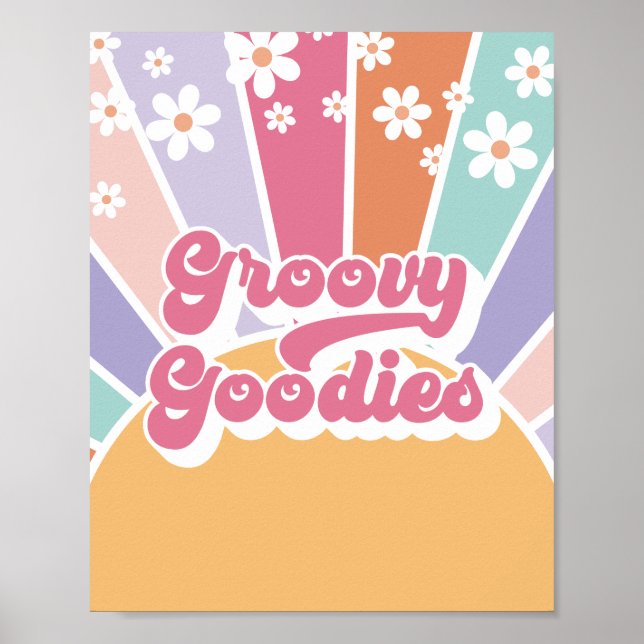 Retro Sunshine Birthday Groovy Goodies Gefallen Poster (Vorne)