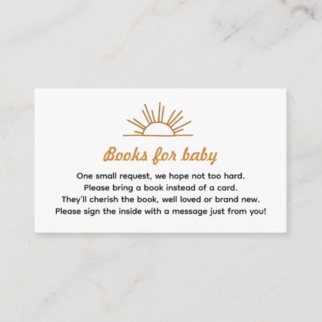 Retro Sunshine Books für die Babyverpackung Begleitkarte (Vorderseite)