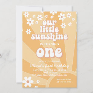 Retro Sunshine daisy boho blumengeschmack Erstgebu Einladung