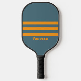 Retro Sunshine dreimal über Streifen mit Namen Pickleball Schläger