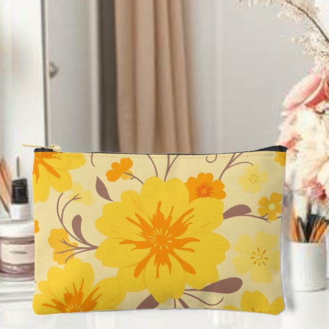 Retro Sunshine Floral Yellow Flowers Zubehörtasche (Retro Sunshine Floral-Yellow Flowers Accessory Pouch )