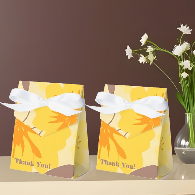 Retro Sunshine Florals- Geschenkschachtel (Retro Sunshine Florals-Butter yellow Tangerine orange and mocha mousse- Favor Boxes )