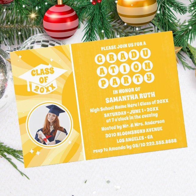Retro Sunshine Foto Graduation Party Einladung (Von Creator hochgeladen)
