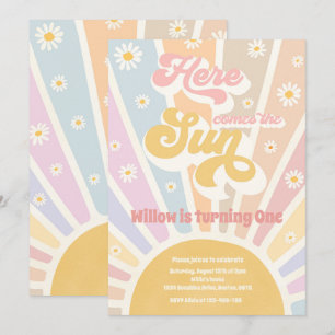 Retro Sunshine Geburtstag Hier kommt das Sun Party Einladung