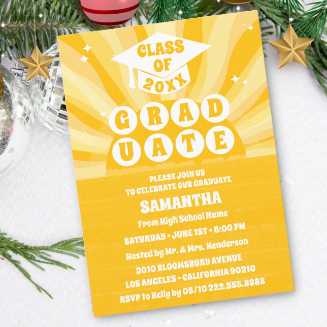 Retro Sunshine Graduation Party Einladung (Von Creator hochgeladen)