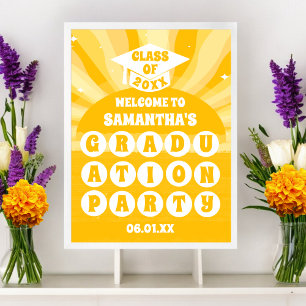Retro Sunshine Graduation Party Willkommen Poster