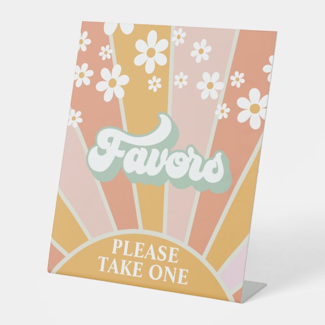Retro Sunshine Groovy Favorits Pedestal Zeichen Sockelschild (Vorderseite)