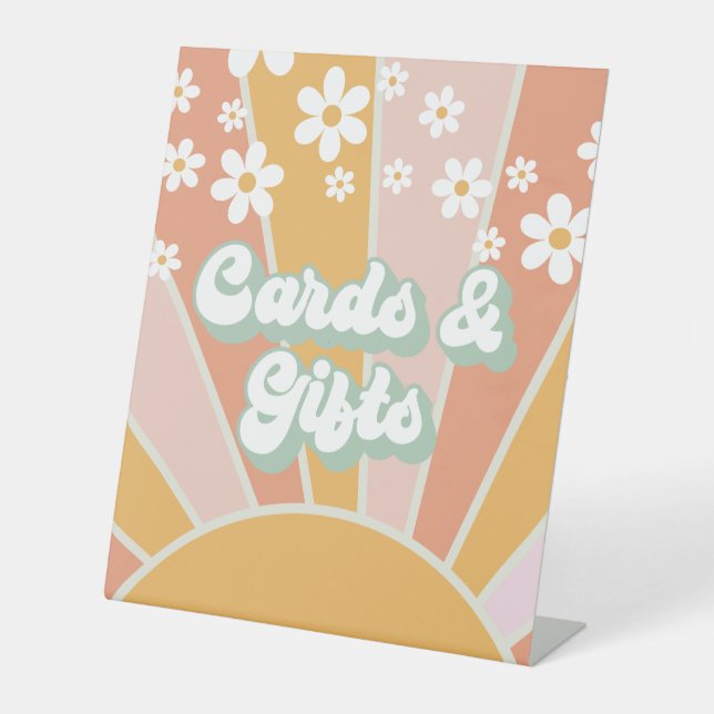 Retro Sunshine Groovy Karten und Geschenke Sockelschild (Vorderseite)