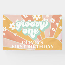 Retro Sunshine Groovy One Daisy Birthday Banner