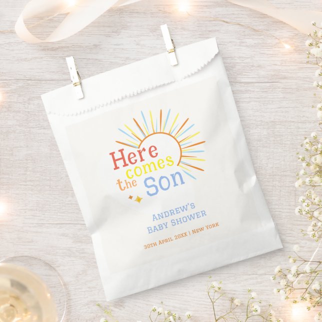Retro Sunshine kommt hier mit der Son Baby Dusche Geschenktütchen (Ausgeschnitten)