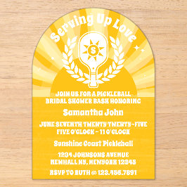 Retro Sunshine Pickleball Brautparty Acryleinladungen