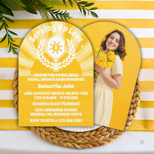 Retro Sunshine Pickleball Brautparty Foto Arch Einladung