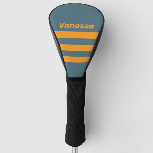 Retro Sunshine Three Across Striping with Name Golf Headcover (Vorderseite)